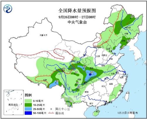 冷空气影响内蒙古东北等地四川黄淮有较强降水