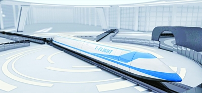 高速飞行列车效果图。中国航天科工集团公司官方微博供图